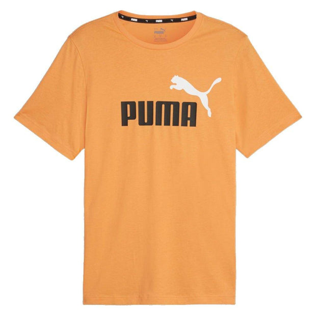 Camiseta Ess+ 2 Col Logo Tee,Puma Black-Tanggerine PUMA